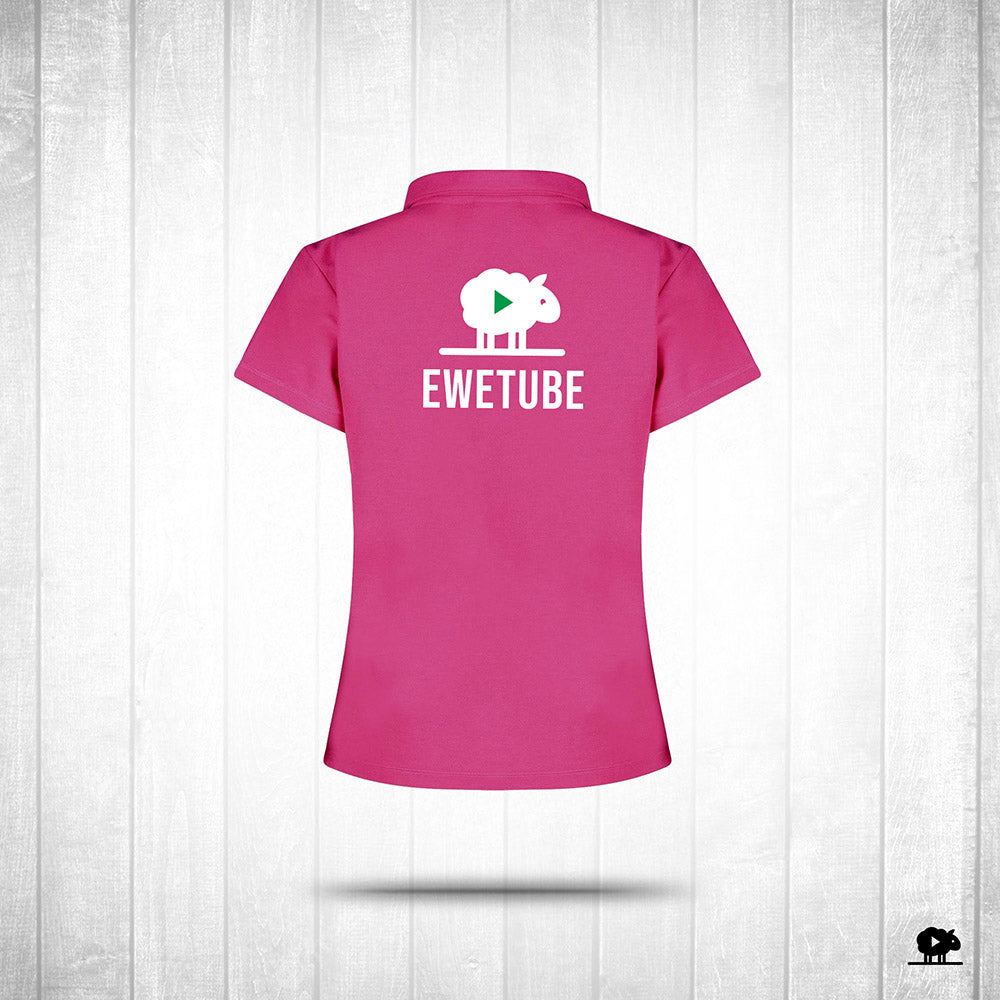 NEW Womens Printed Polo Shirt - Hot Pink
