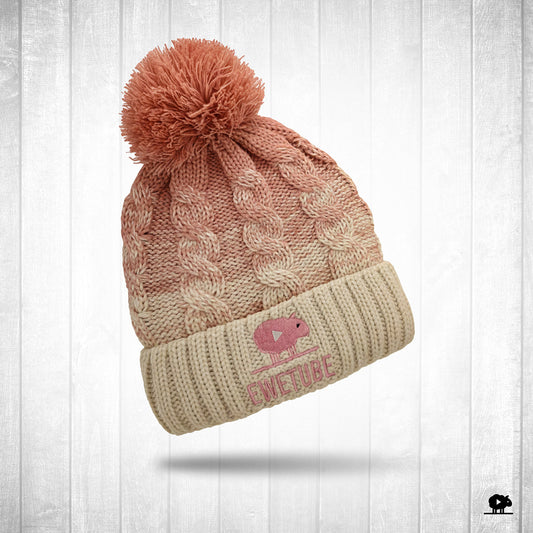 NEW Luxury Bobble Hat - Pink/White