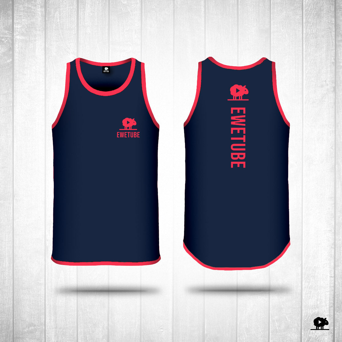 Kids NEW Custom Singlet - Navy/Pink