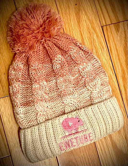 NEW Luxury Bobble Hat - Pink/White