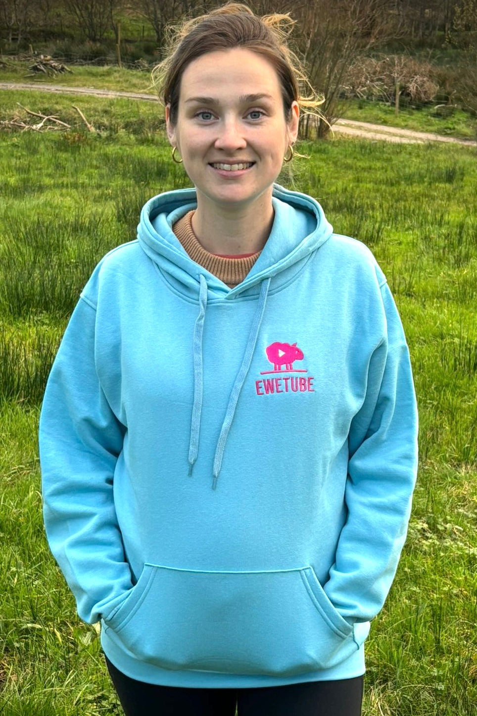 NEW Sky Blue Hoodie - DOUBLE Sided Logo