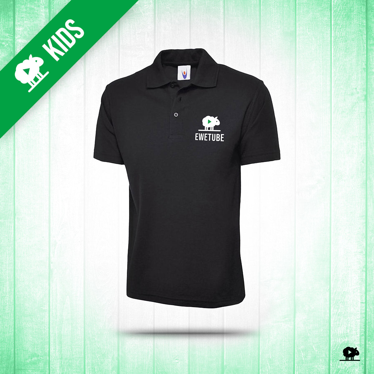 Kids Embroidered Polo Shirt - Black